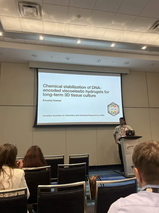 Kousha, Meghan, Shana representing the lab at the Canadian Societies for Chemistry and Chemical Engineering 2026 Conference